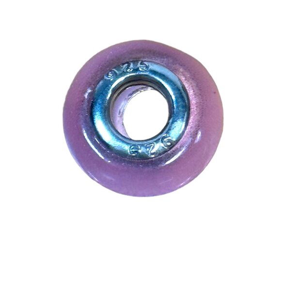 Pink Glass Charm Beads With 925 Sterling Silver Core For Bracelets & Necklaces - Picture 4 of 7